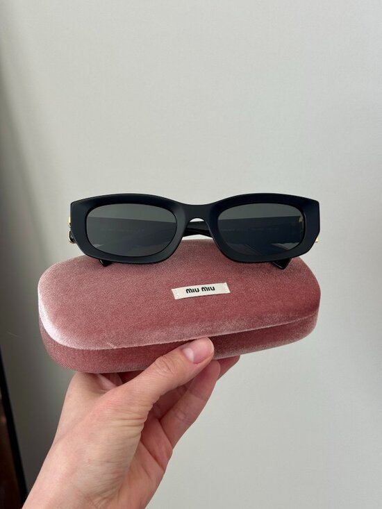 Miu Miu Women Sunglasses Black Grey Rectangle MUB04S 16K08Z NEW AUTHENTIC main image 14